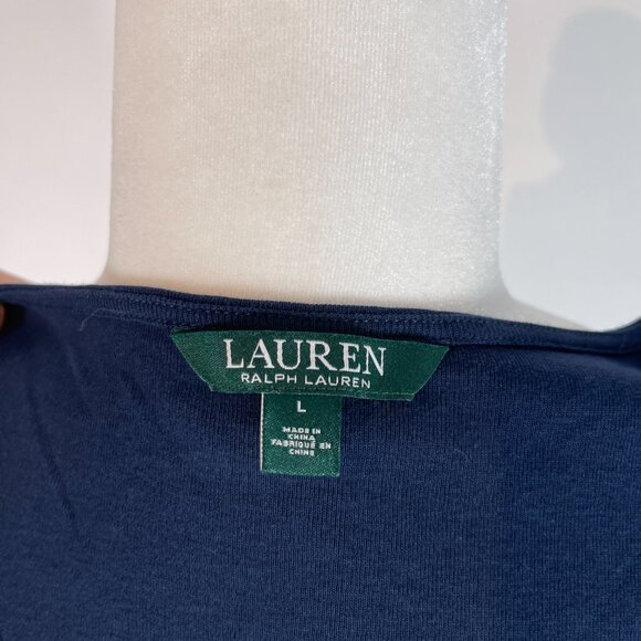 Lauren Ralph Lauren Navy V-neck Knit Shirt size Large - Picture 4 of 4
